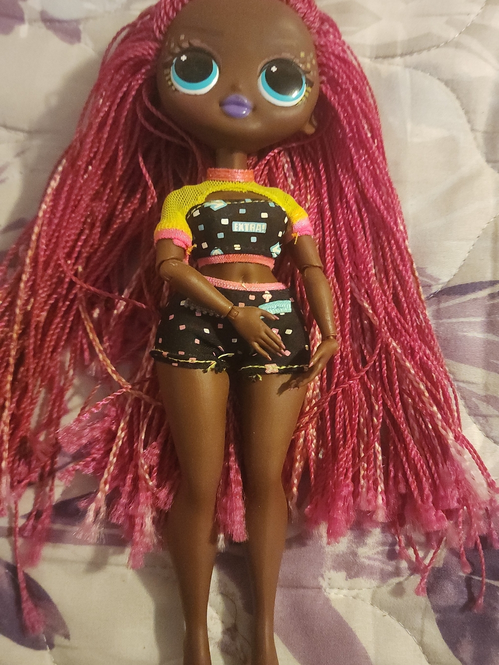 LOL OMG Fashion Doll Outfit with Bright Pink Braided Hair
